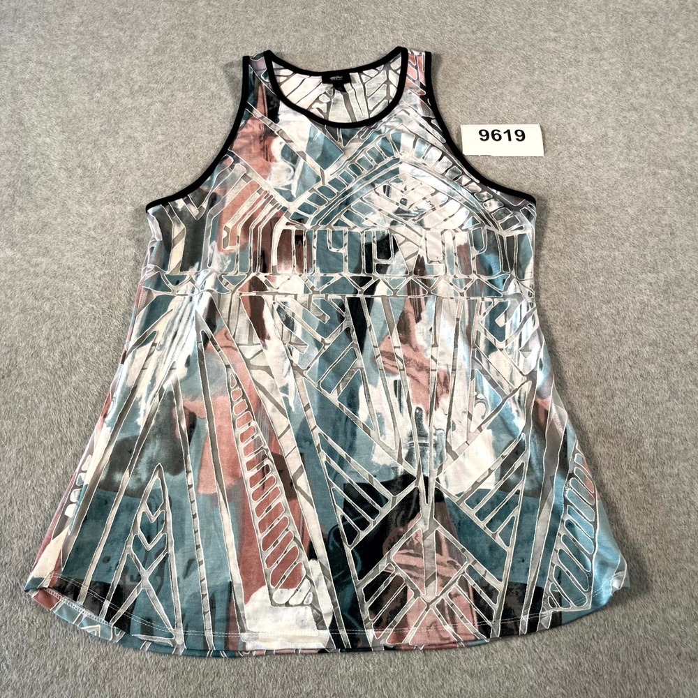 Mossimo Tank Top Womens XL Multicolor Geometric Burnout Rayon Stretch Athleisure